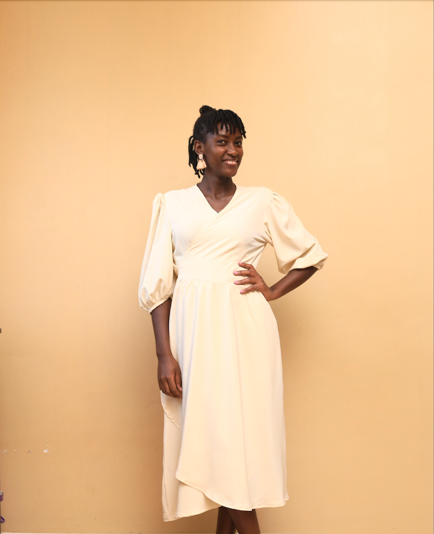 Nila Wrap Dress In Biege