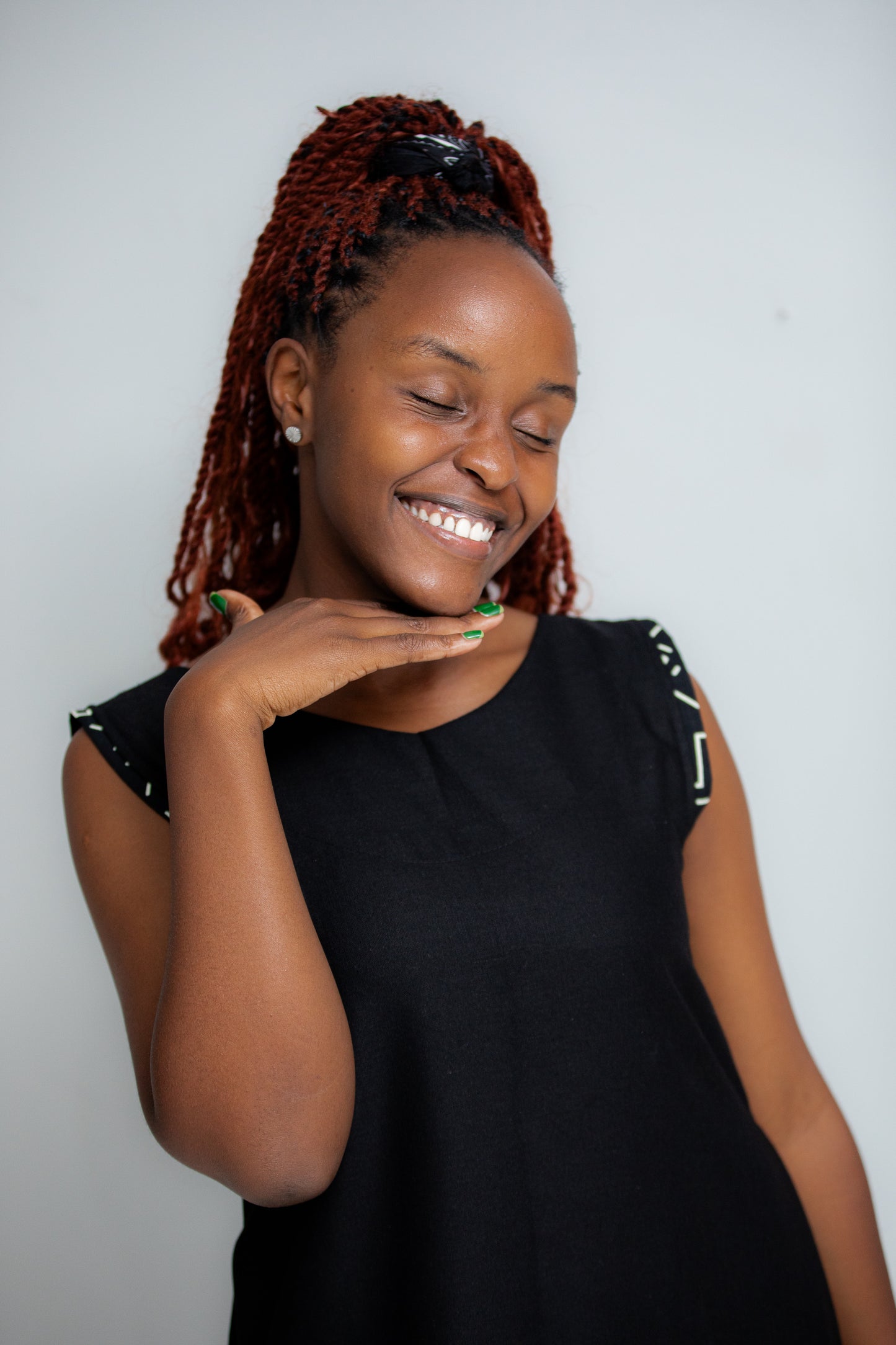 Anky Linen Kente Dress In Black