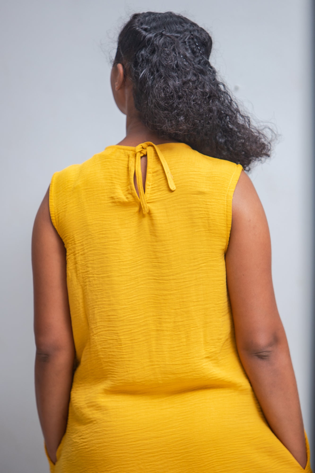 Hena Crepe Nursing A Line Dress In Mustard