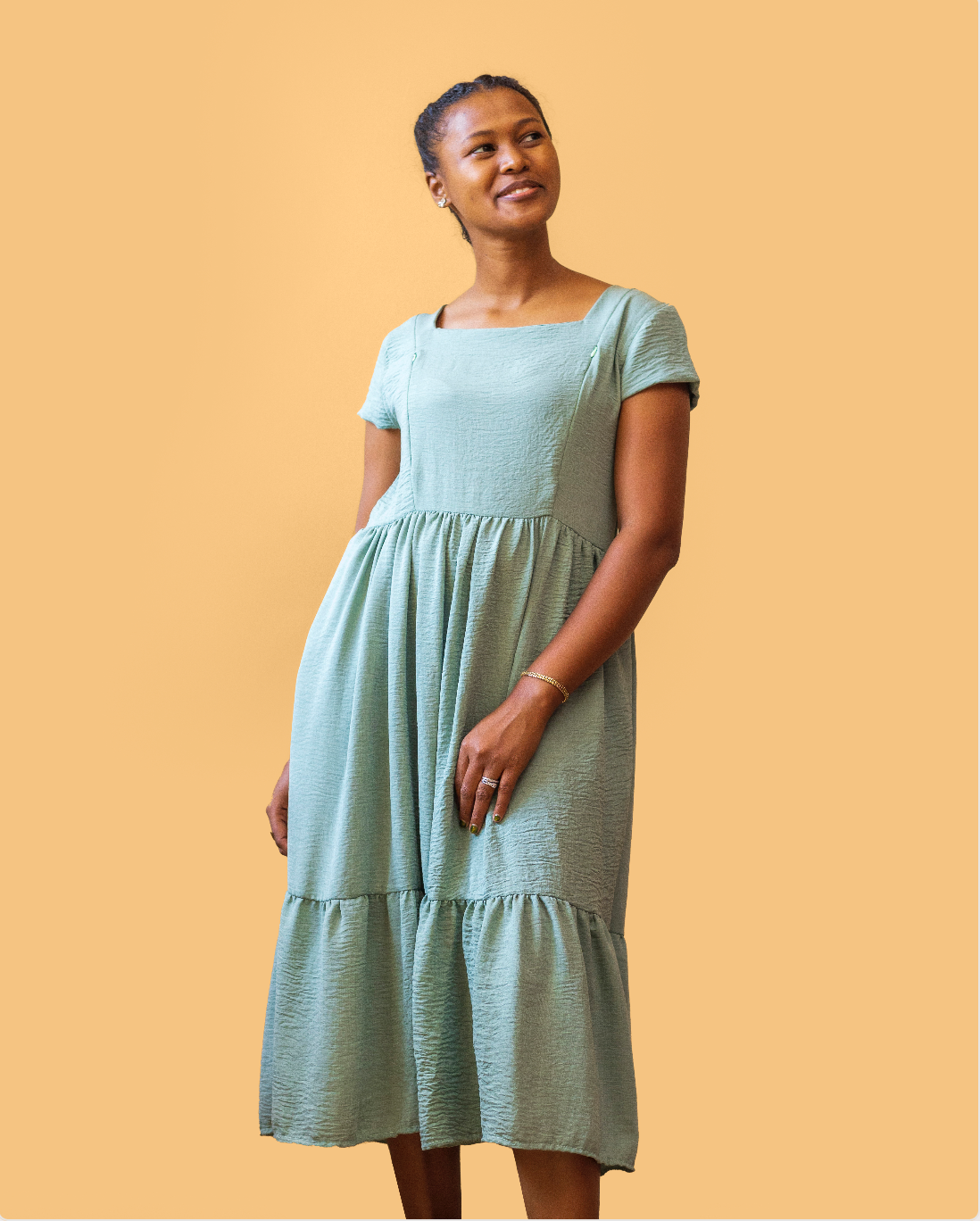Heza Nursing Crepe Dress In Mint Green