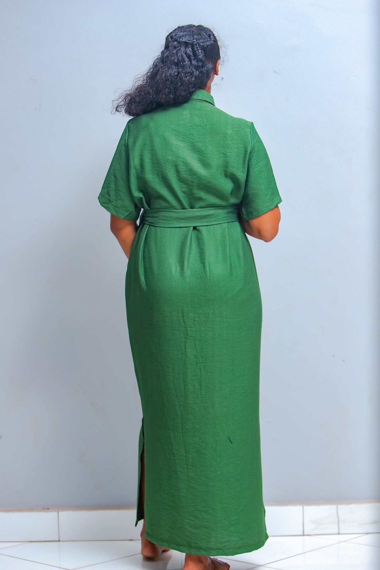 Kortana Crepe Nursing Shirt Dress In Amy Green