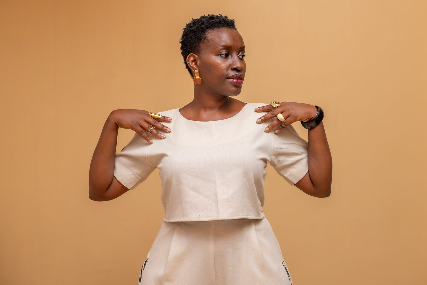 Sabi Linen Two Piece Set In Cream