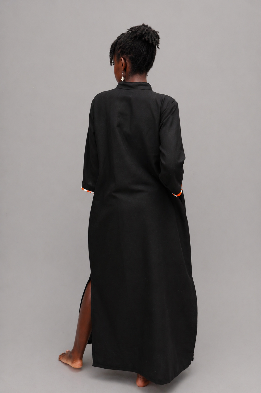 Sani Linen Maxi Shirt Dress In Black