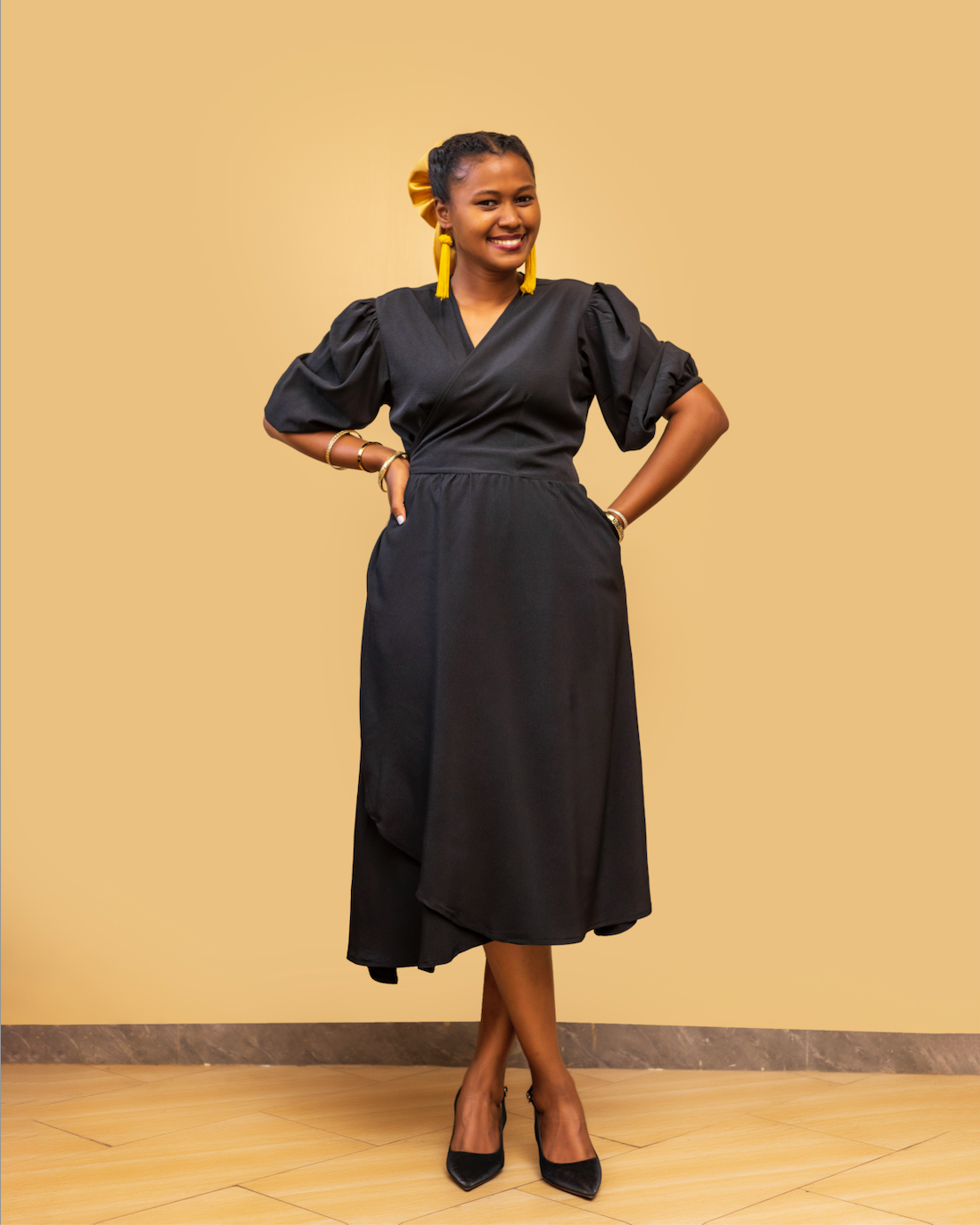 Nila Wrap Dress In Black