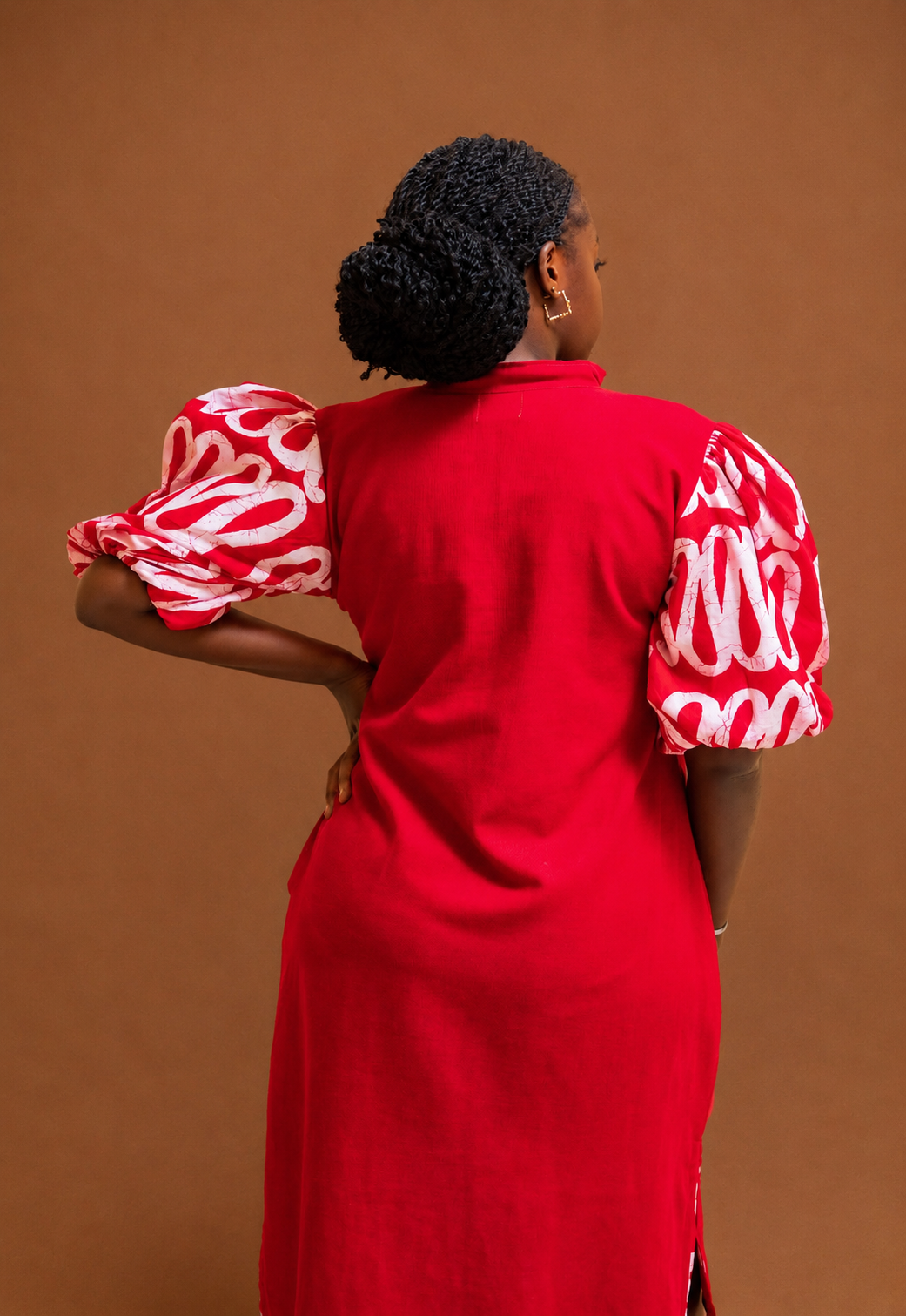 Ajei Puff Sleeve Midi Dress