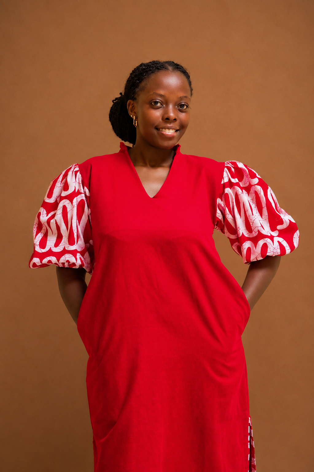 Ajei Puff Sleeve Midi Dress