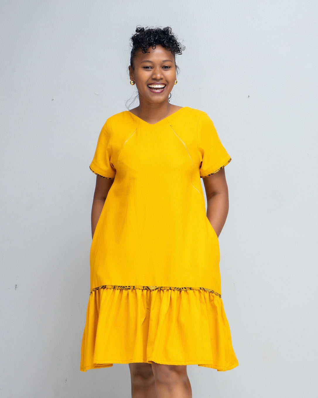 Anky Nursing Linen Dress In Mustard