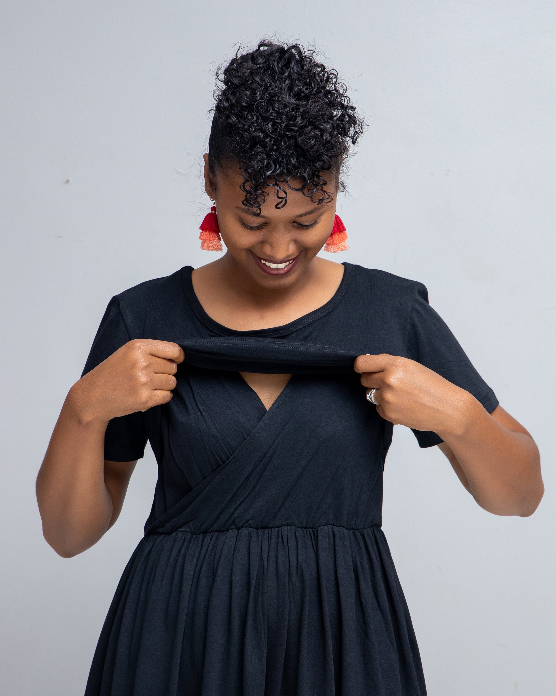Hita Sleeve Cotton Stretch Nursing Dress In Black Rebel Afrika Shop Hita Sleeve Cotton Stretch Nursing Dress In Black Rebel Afrika Shop