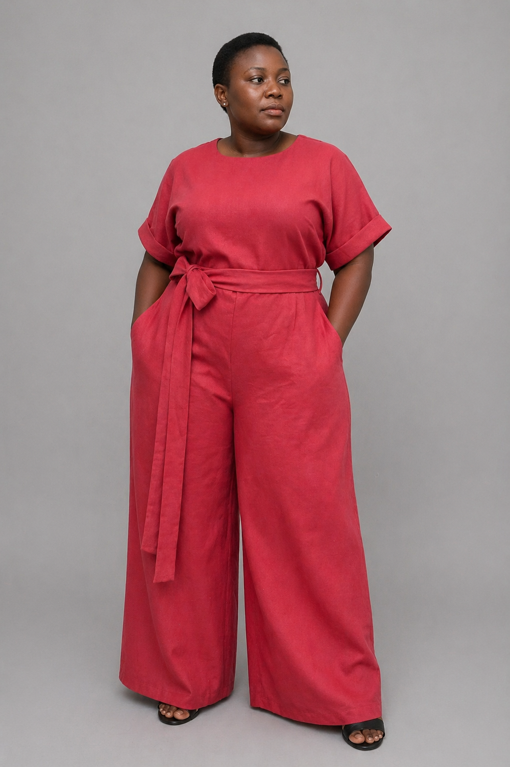 Kani Linen Jumpsuit In Burnt Orange