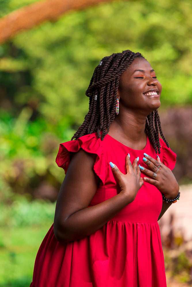 Kim Tiered Linen Dress In Hot Pink