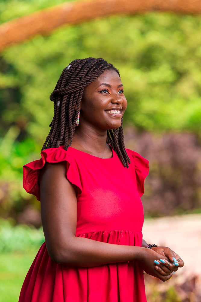 Kim Tiered Linen Dress In Hot Pink