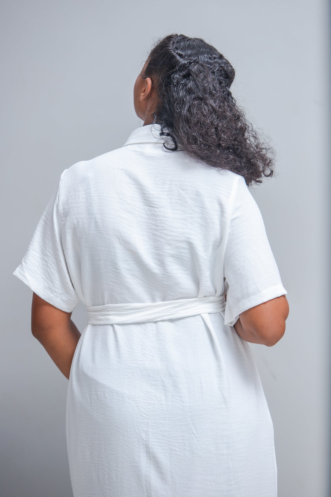 Kortana Crepe Nursing Shirt Dress In White