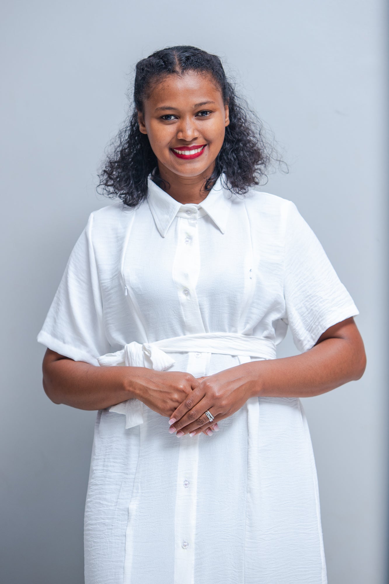 Kortana Crepe Nursing Shirt Dress In White