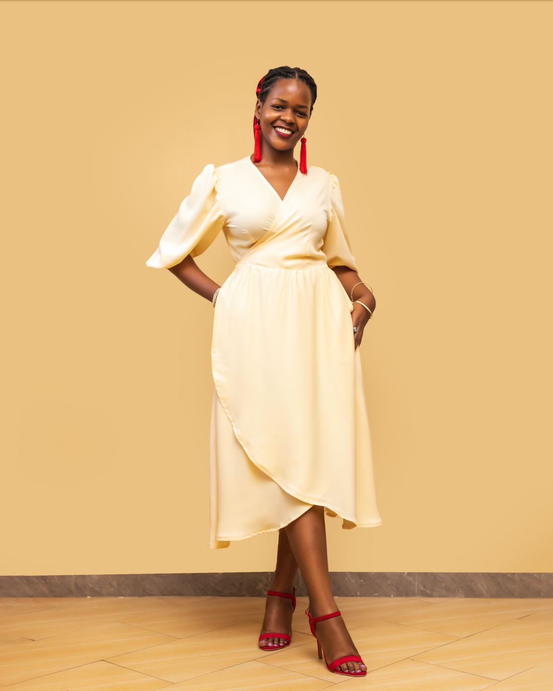 Nami Wrap Dress In Yellow