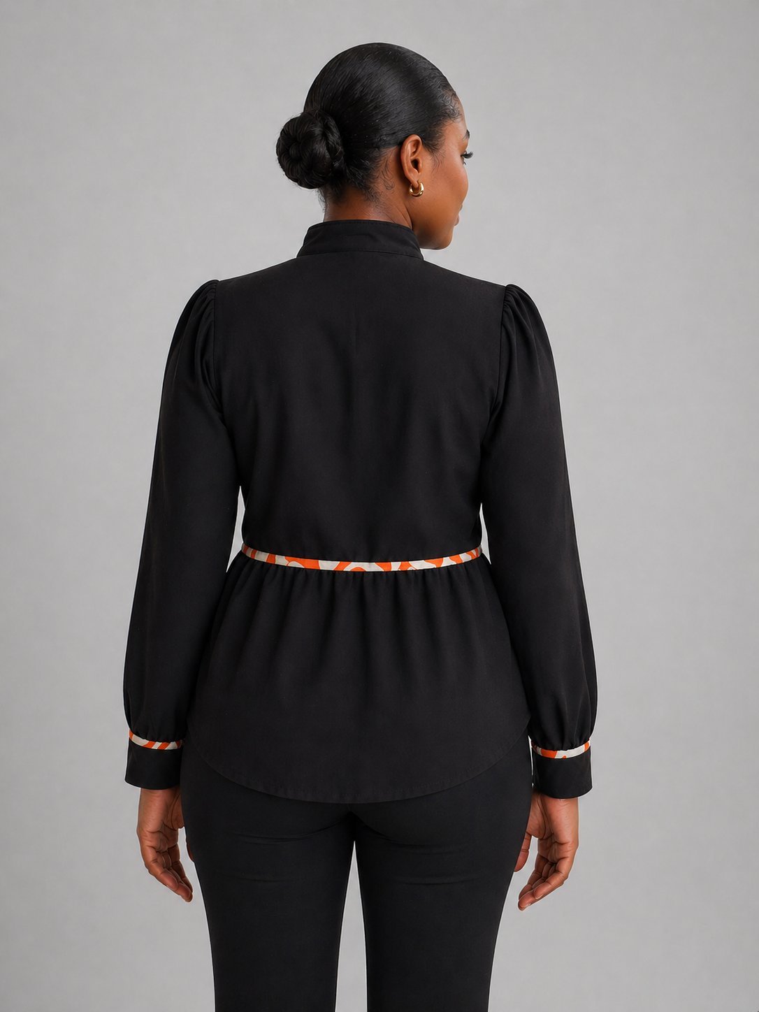 Sani Peplum Linen Top In Black