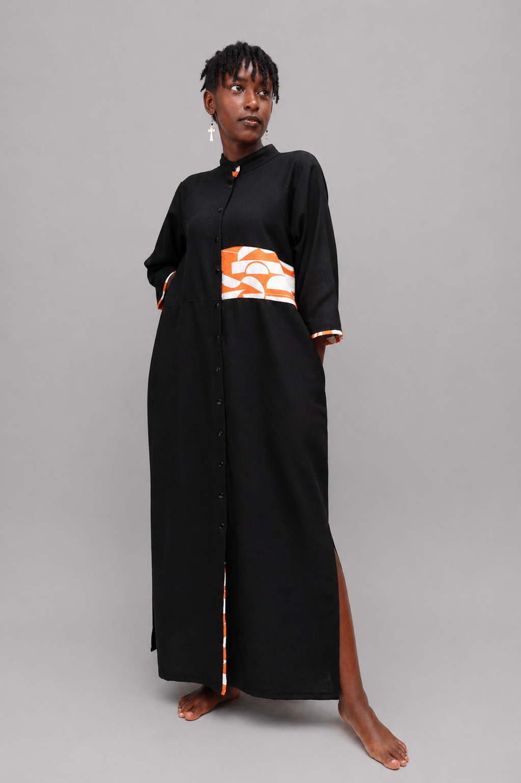 Sani Linen Maxi Shirt Dress In Black