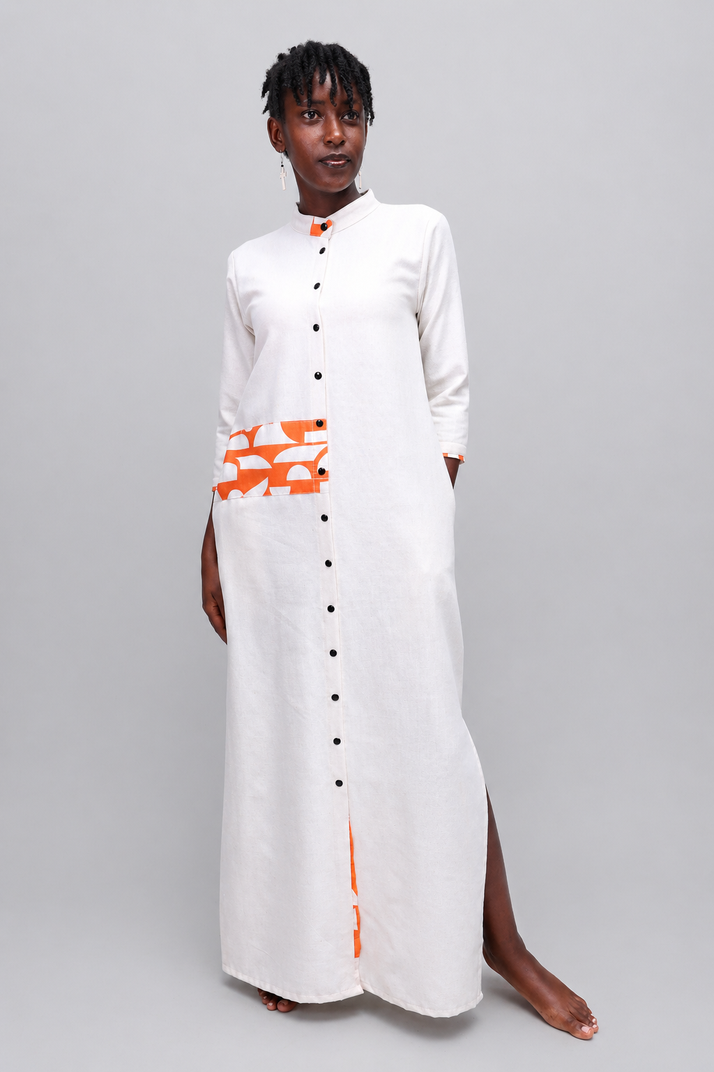Sani Linen Maxi Shirt Dress In Cream