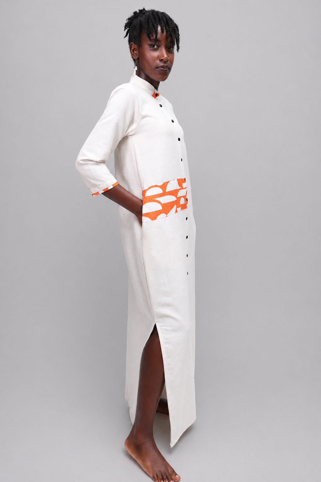 Sani Linen Maxi Shirt Dress In Cream