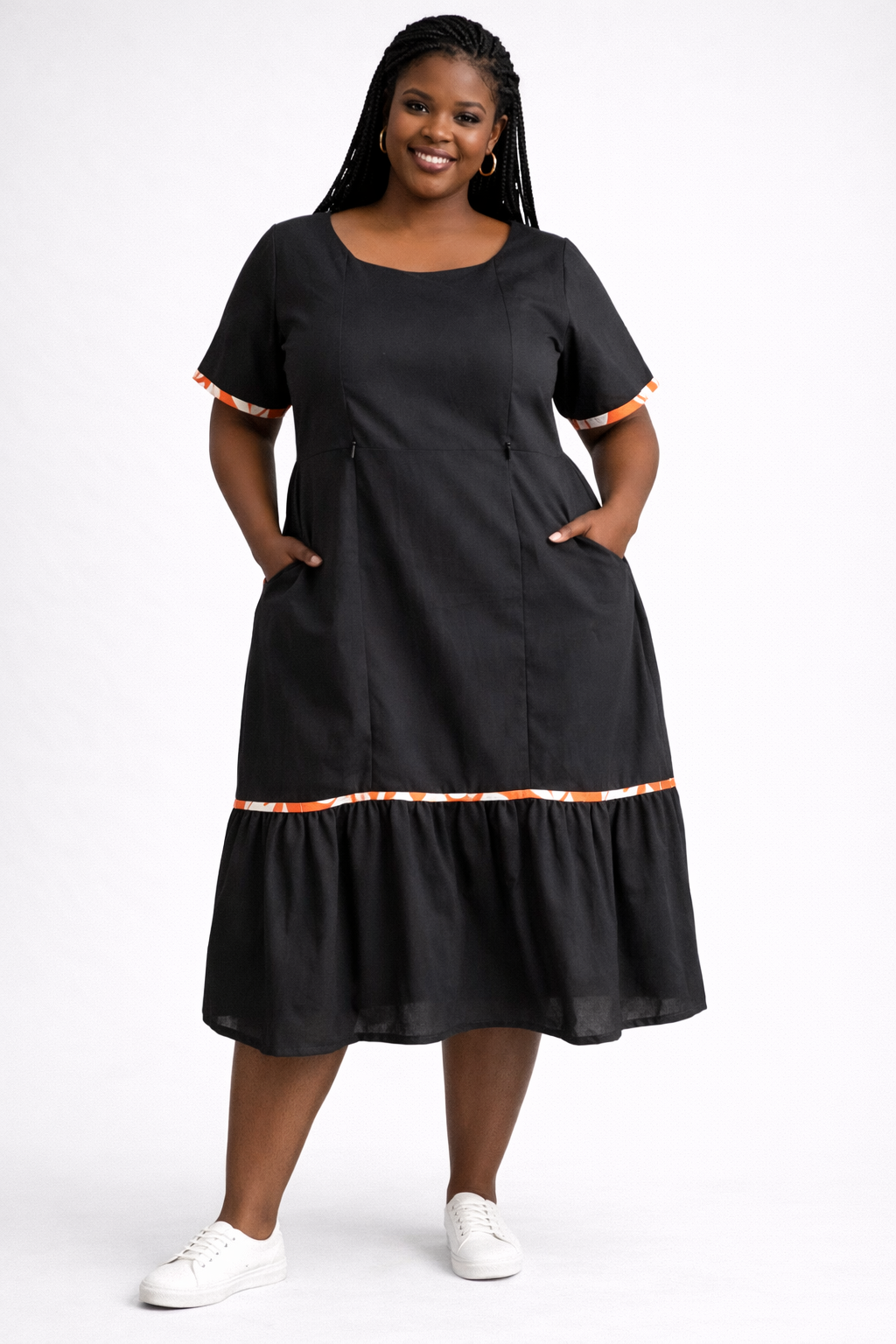 Sani Nursing Linen Dress In Black
