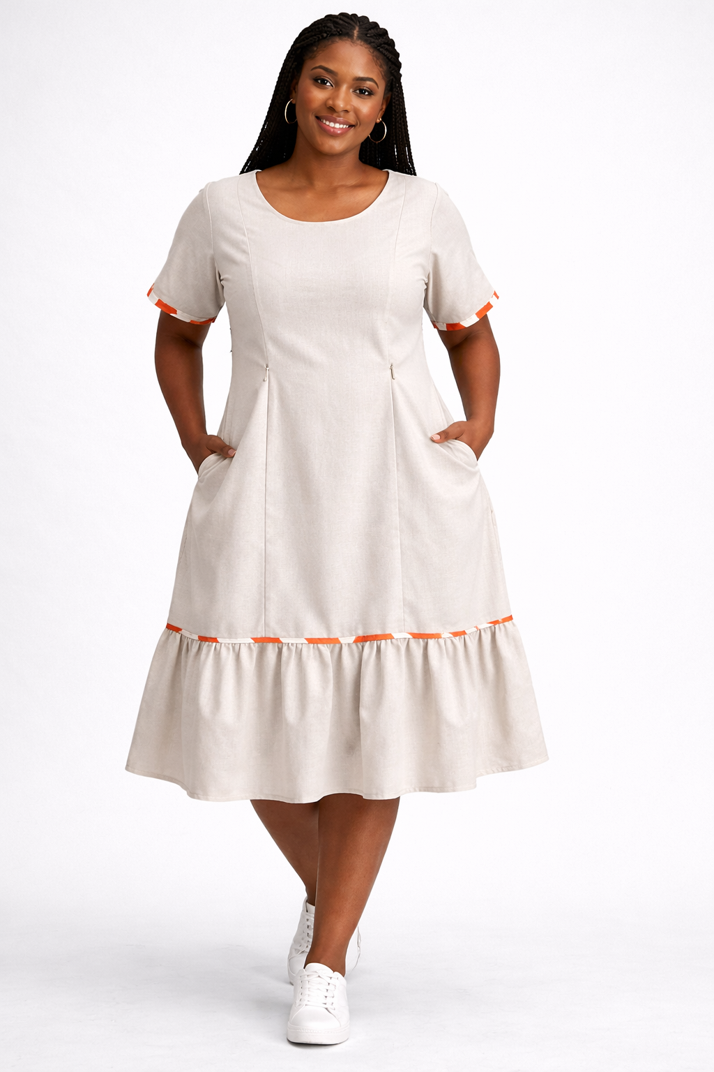 Sani Nursing Linen Dress In Cream