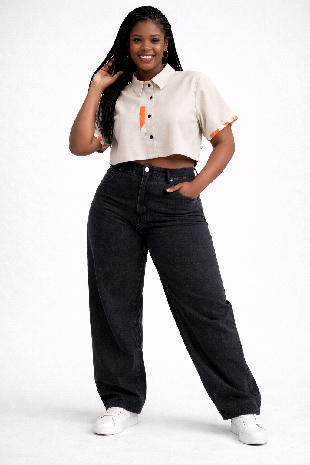 Sani Shirt Linen Crop Top In Cream