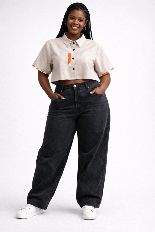 Sani Shirt Linen Crop Top In Cream