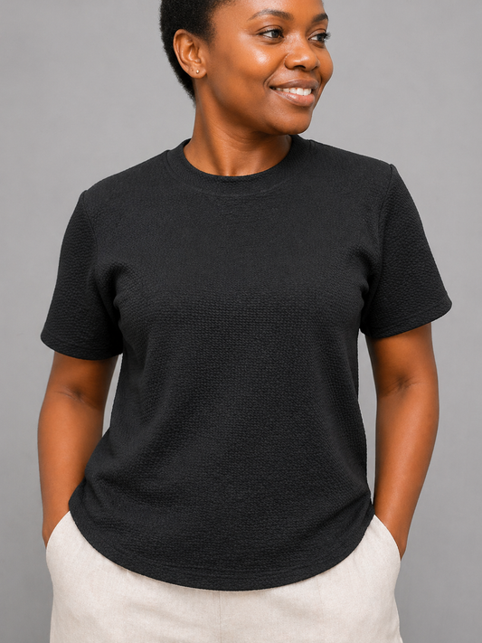 The Vel Textured Top In Black
